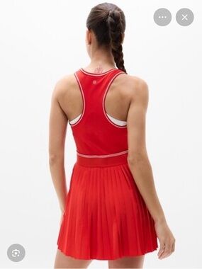 Athleta Match Point Red Pleated Tennis Dress